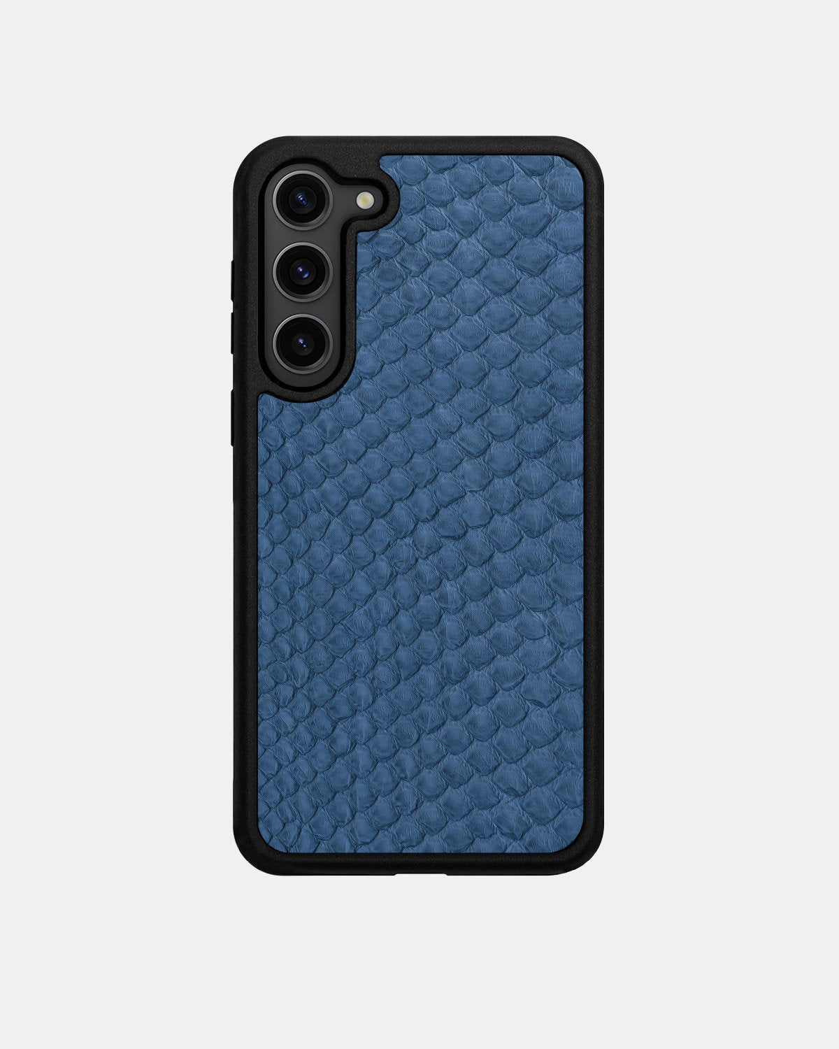 Case made of gray-blue python leather with small scales for Samsung S23