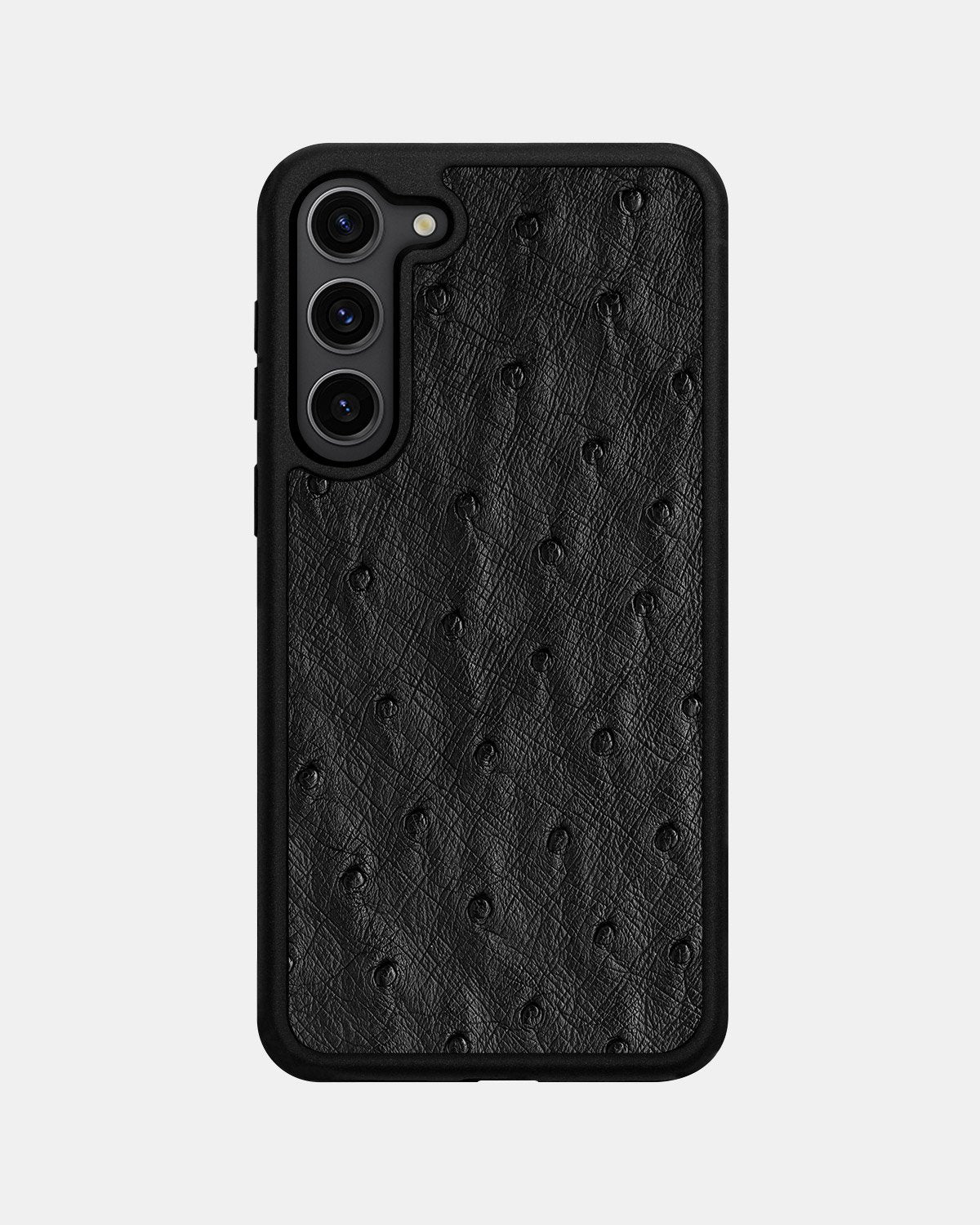 Black ostrich leather case with follicles for Samsung S23 Plus