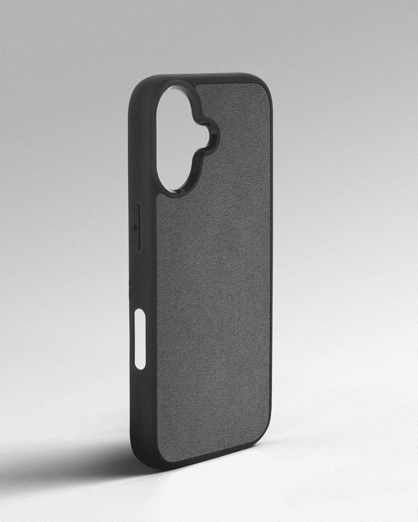 Case with light gray Alcantara insert for iPhone 17