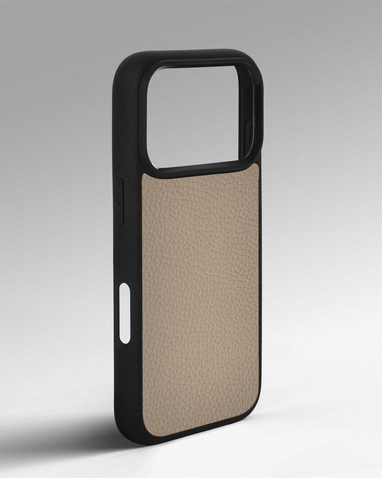 Beige calfskin floater case for iPhone 17 Pro Max