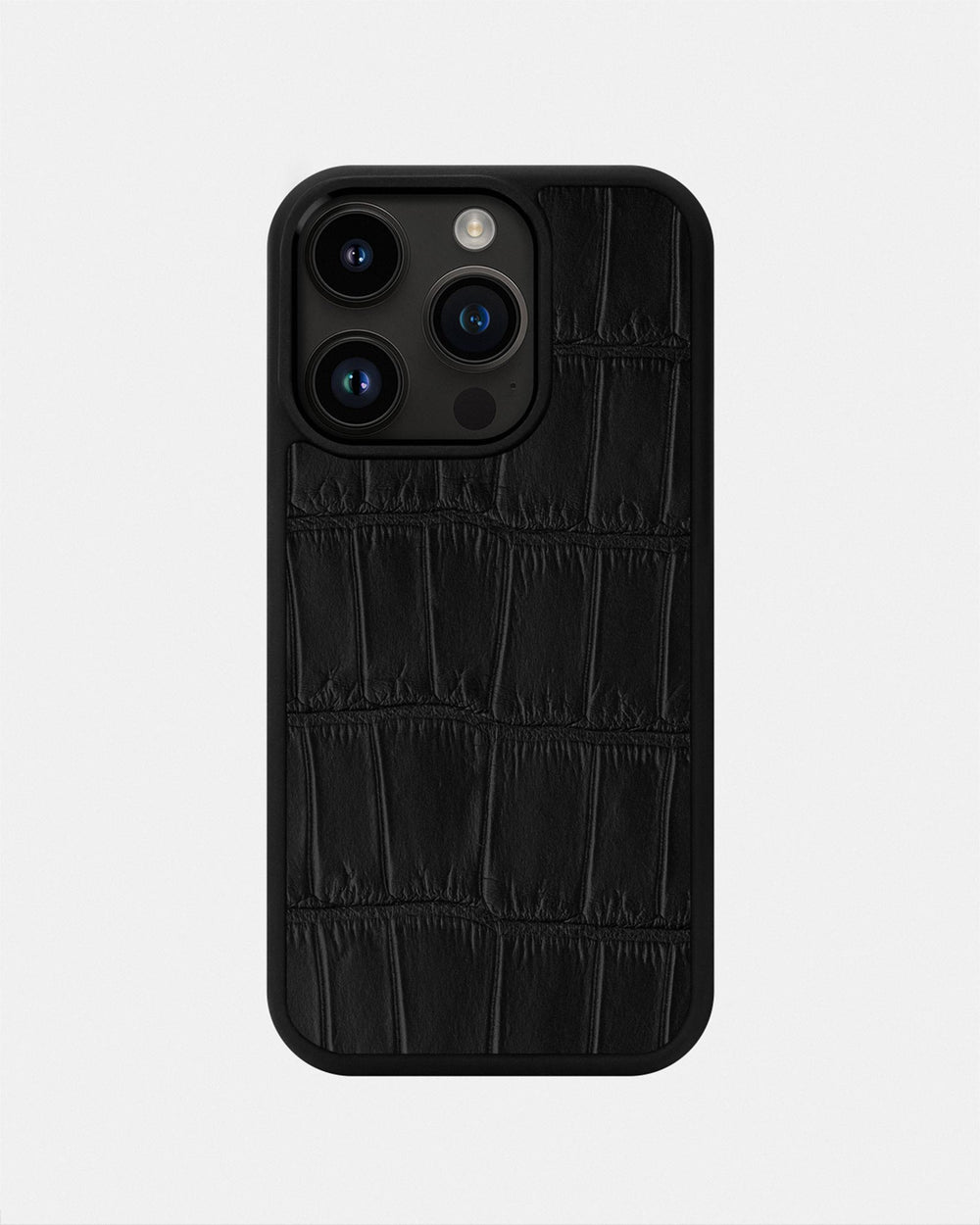 Black crocodile leather case for iPhone 14 Pro