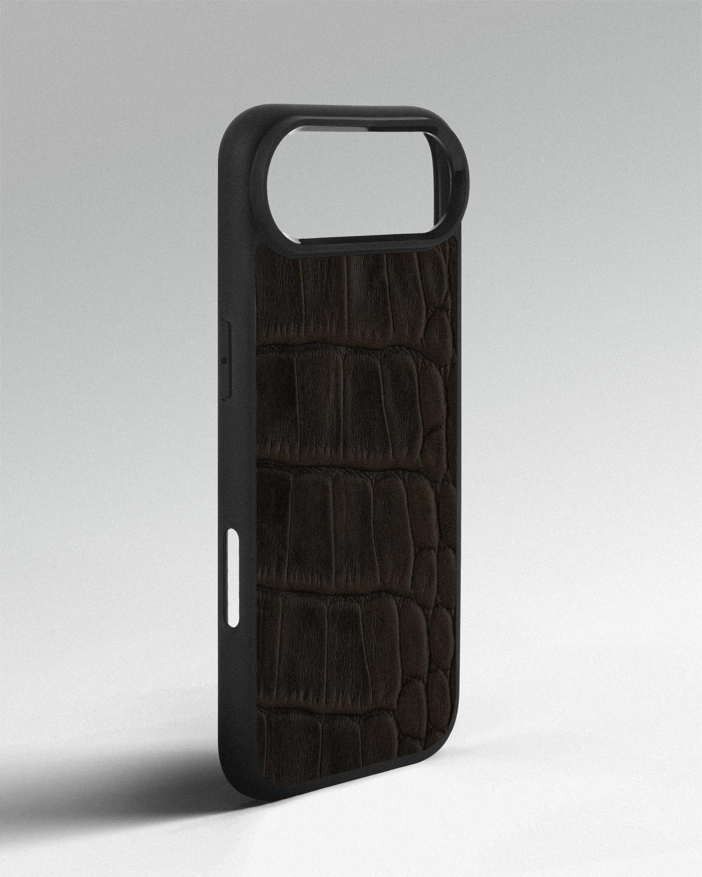 Dark brown crocodile embossed calfskin case for iPhone 17 Air