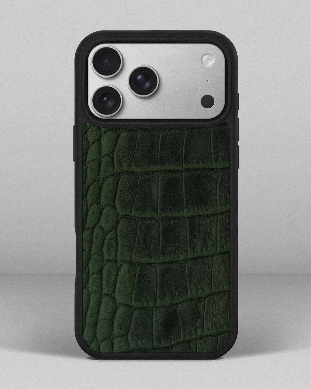 Dark green crocodile embossed calfskin case for iPhone 17 Pro Max