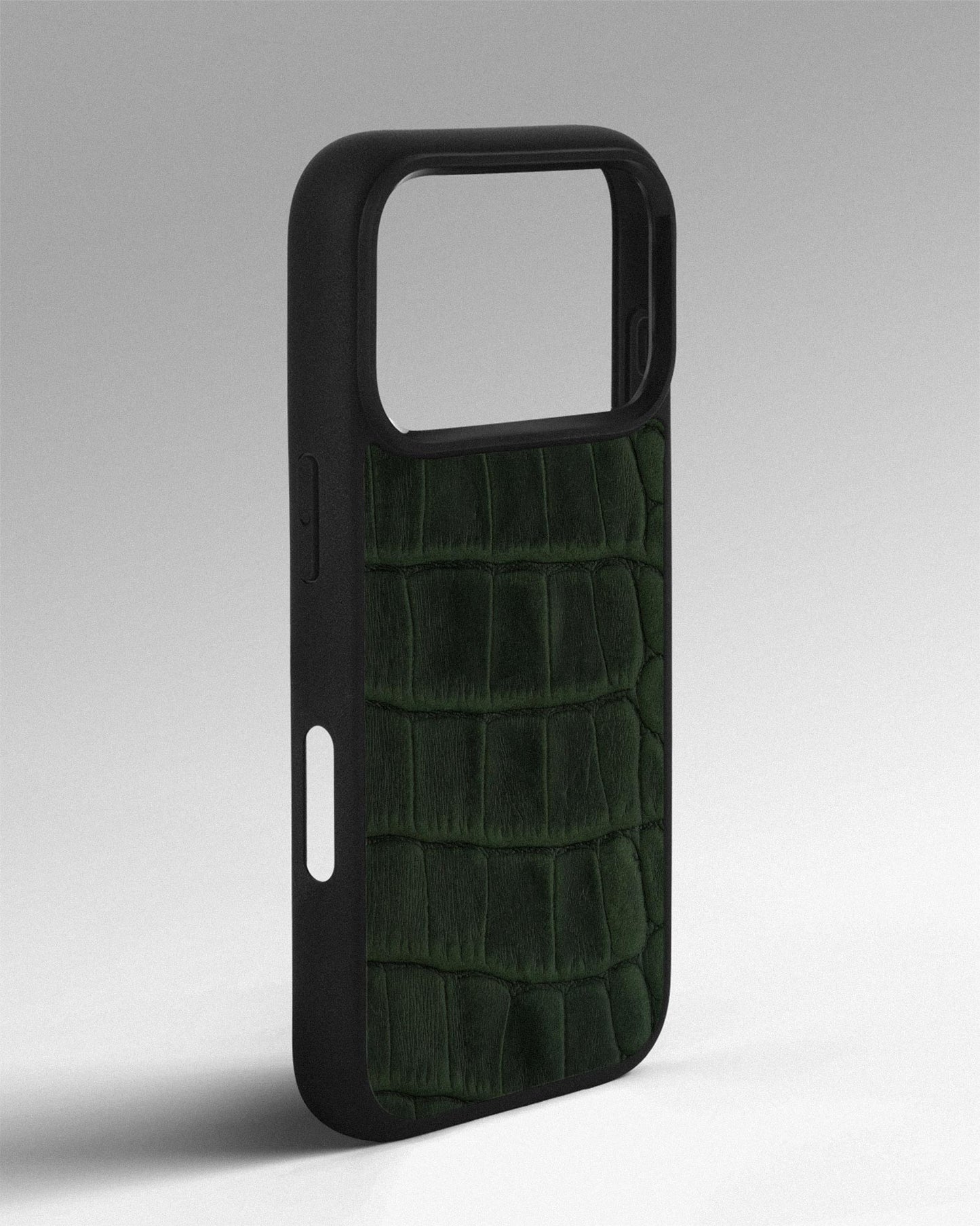 Dark green crocodile embossed calfskin case for iPhone 17 Pro Max