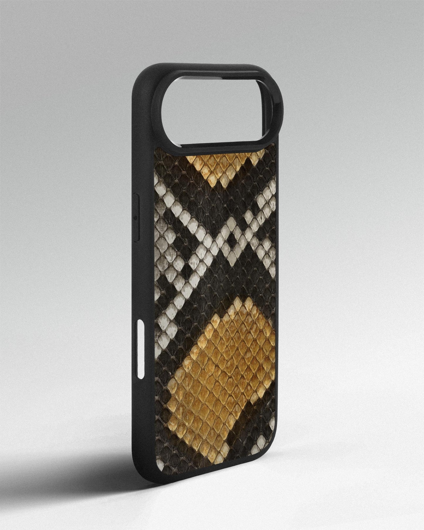 Gray-yellow python skin case with small scales for iPhone 17 Air