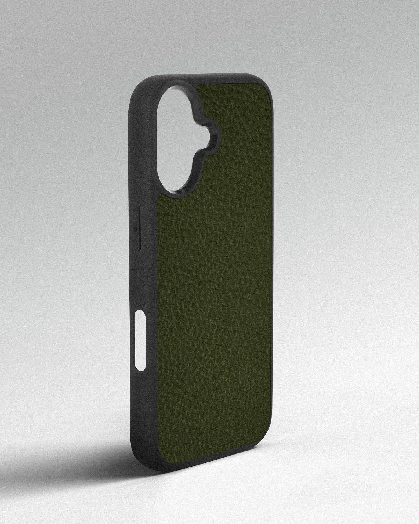 Green calfskin floater case for iPhone 17