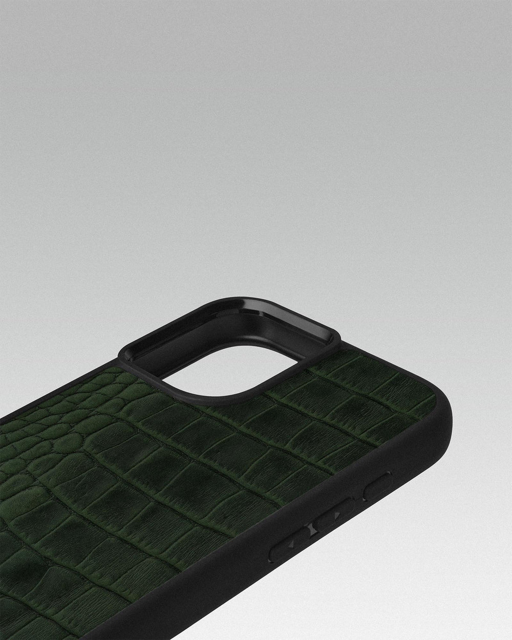 Dark green crocodile embossed calfskin case for iPhone 16 Plus