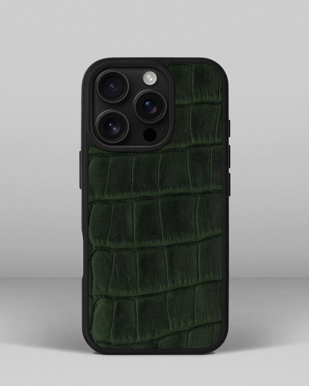 Dark green crocodile embossing calfskin case for iPhone 16 Pro