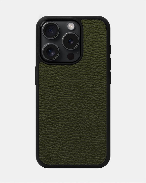 Чехол из зелёной телячьей кожи флотар для iPhone 15 Pro Max