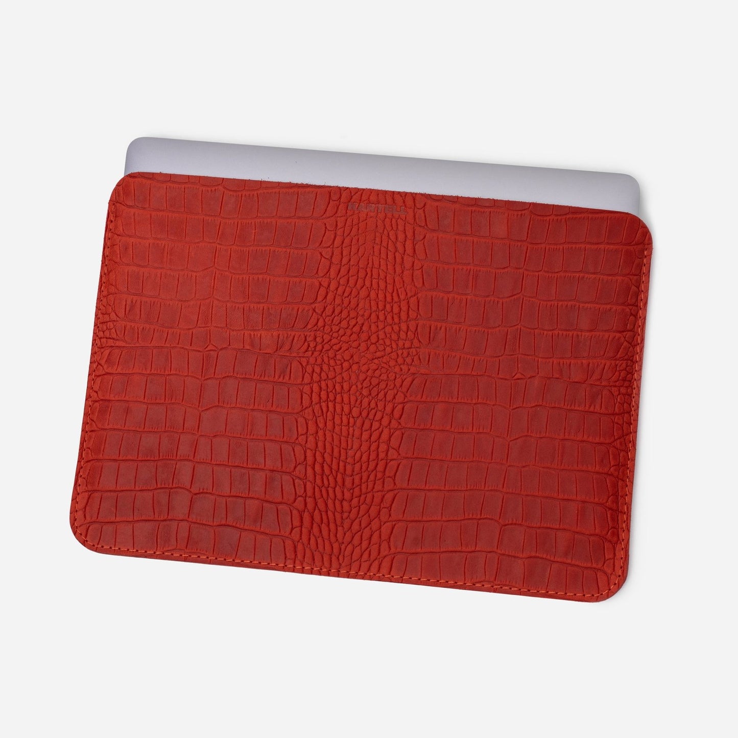 Відкритий чохол для MacBook 13 Air Pro з телячої шкіри, тисненої під крокодила у червоному кольорі