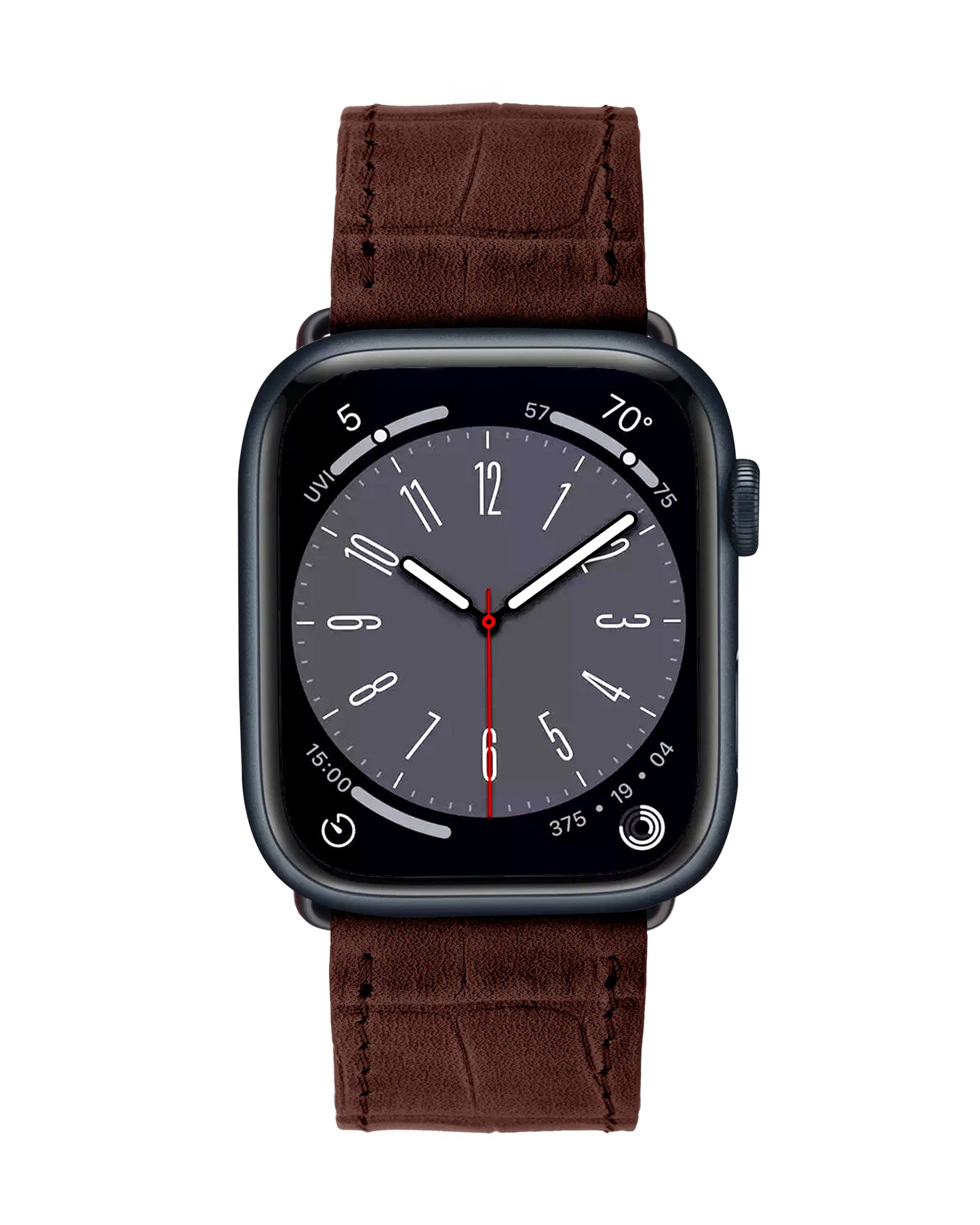 Ремінець для Apple Watch з телячої шкіри, тисненої під крокодила у рудому кольорі