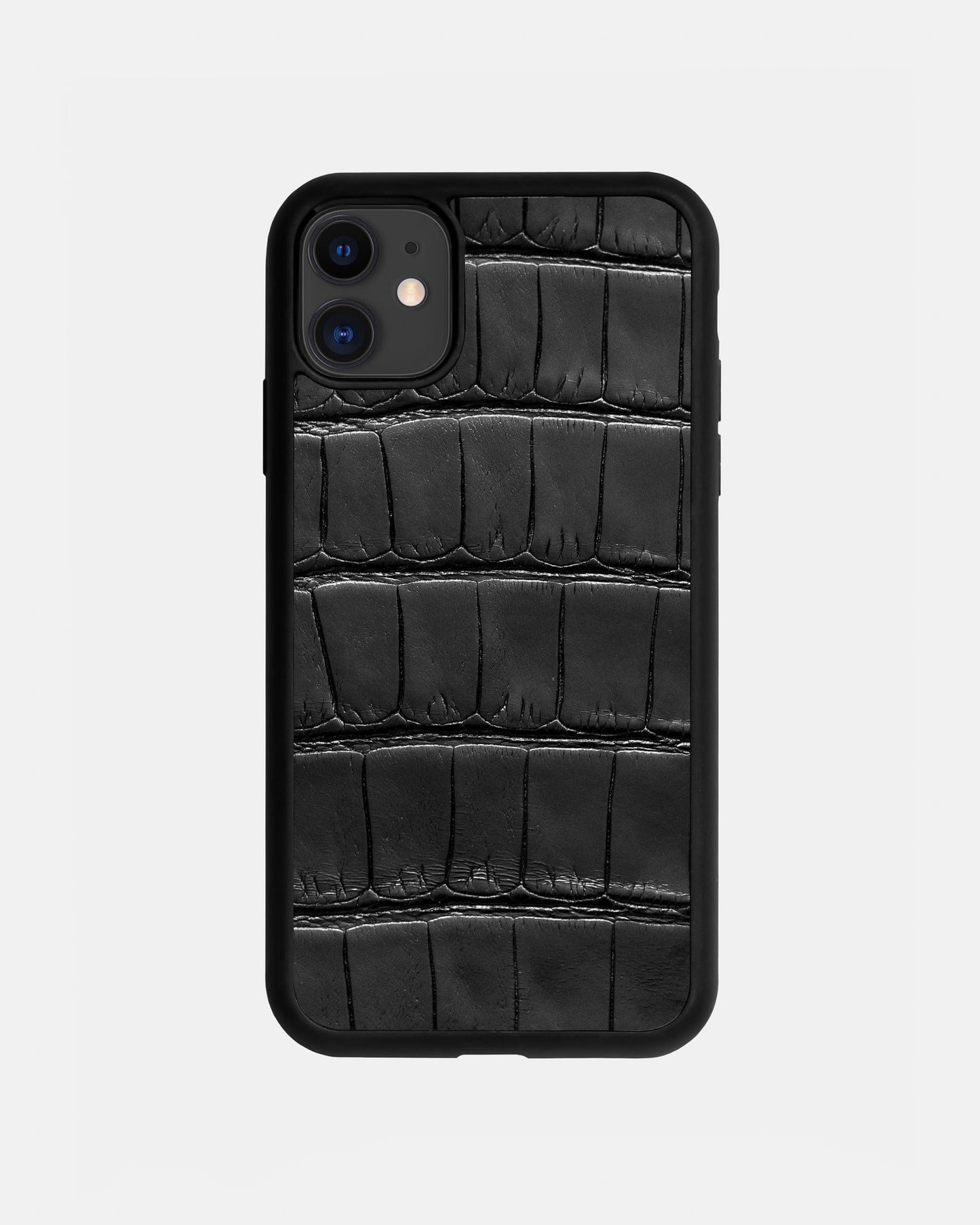 Чорний чохол зі шкіри крокодила для iPhone 11