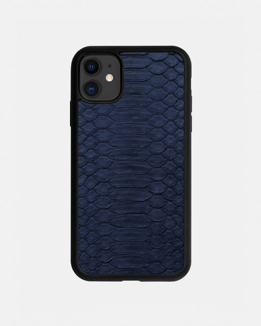 Чохол із темно-синьої шкіри пітона з широкими лусочками для iPhone 11