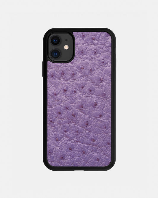 Чохол із фіолетової шкіри страуса з фолікулами для iPhone 11