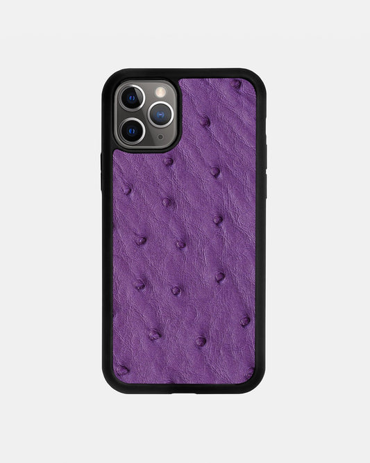 Чохол із фіолетової шкіри страуса з фолікулами для iPhone 11 Pro