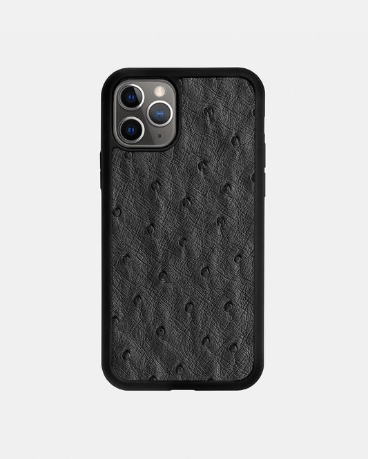 Чохол із темно-сірої шкіри страуса для iPhone 11 Pro