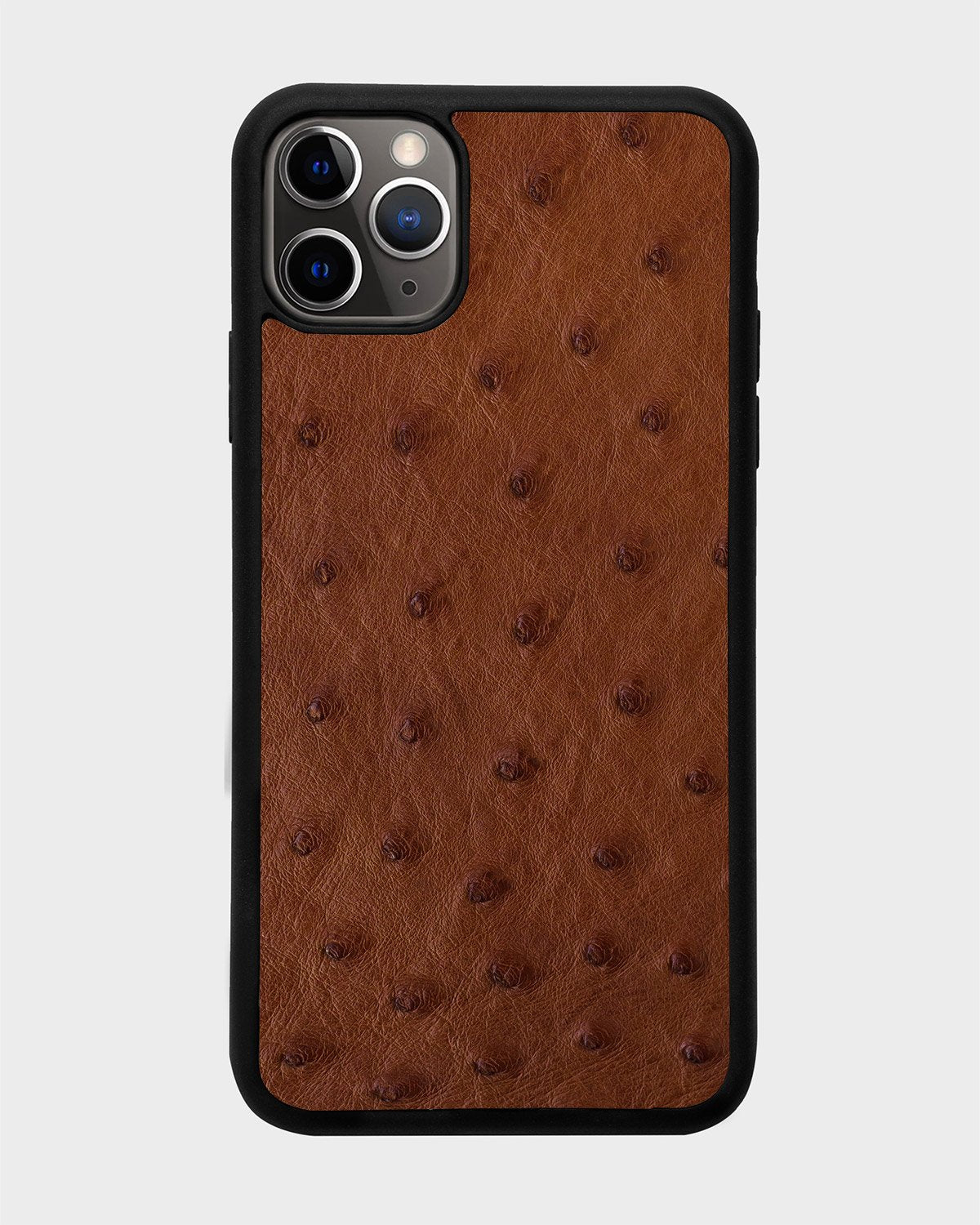 Чохол із коричневої шкіри страуса для iPhone 11 Pro Max