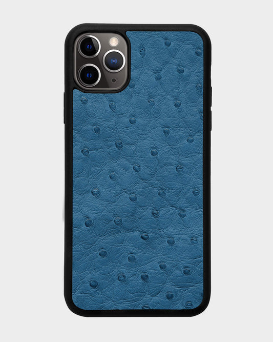 Чохол із блакитної шкіри страуса з фолікулами для iPhone 11 Pro Max