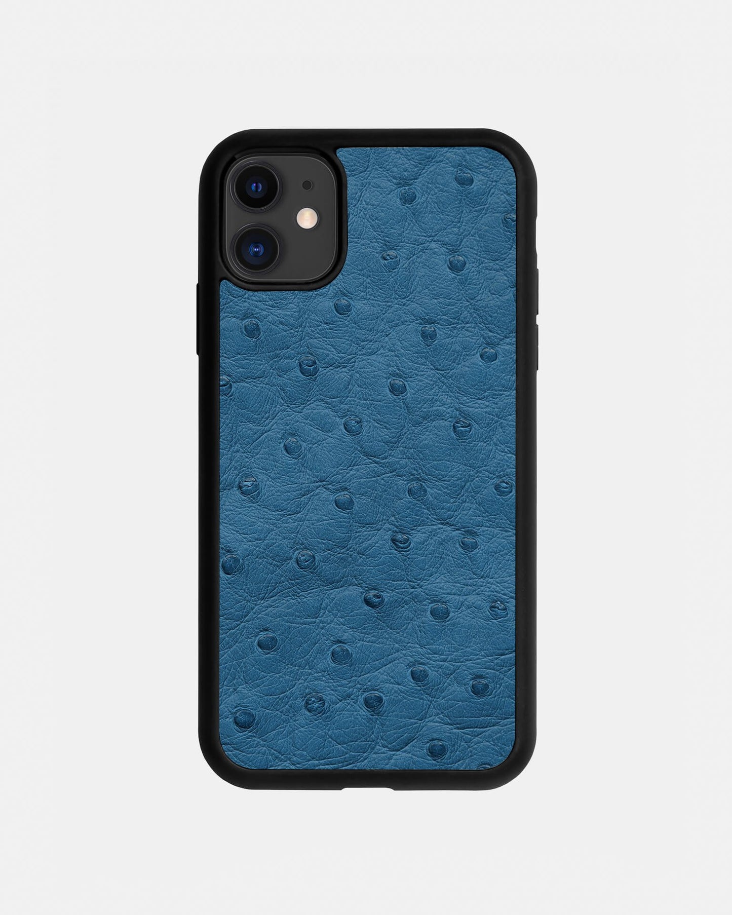 Чохол із блакитної шкіри страуса з фолікулами для iPhone 11
