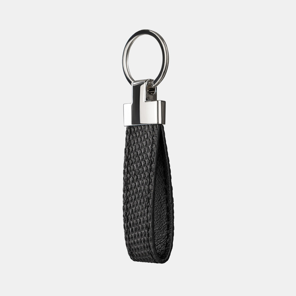 Keychain made of black iguana leather