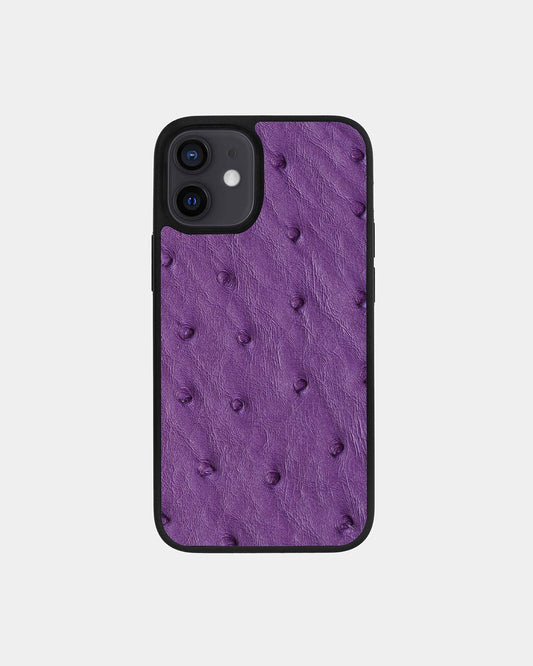 Чохол із фіолетової шкіри страуса з фолікулами для iPhone 12