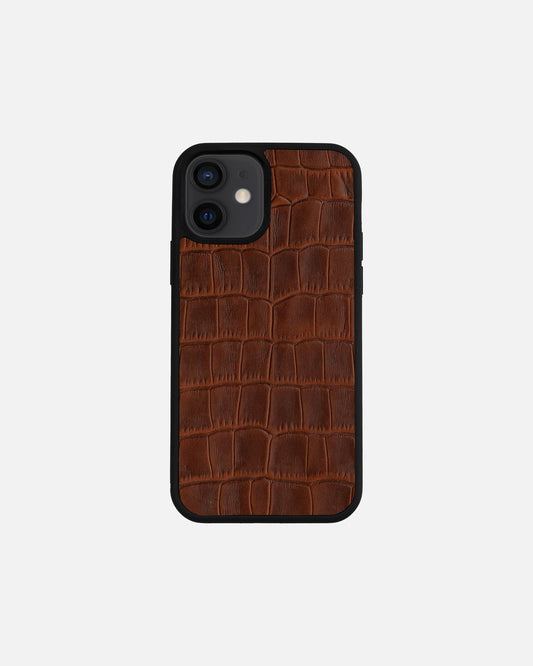 Чохол із рудого тиснення під крокодила на телячій шкірі для iPhone 12 Mini