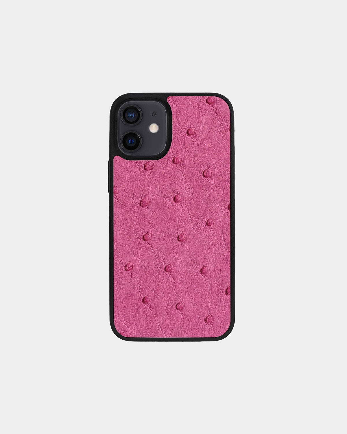 Чохол із яскраво-рожевої шкіри страуса для iPhone 12 Mini
