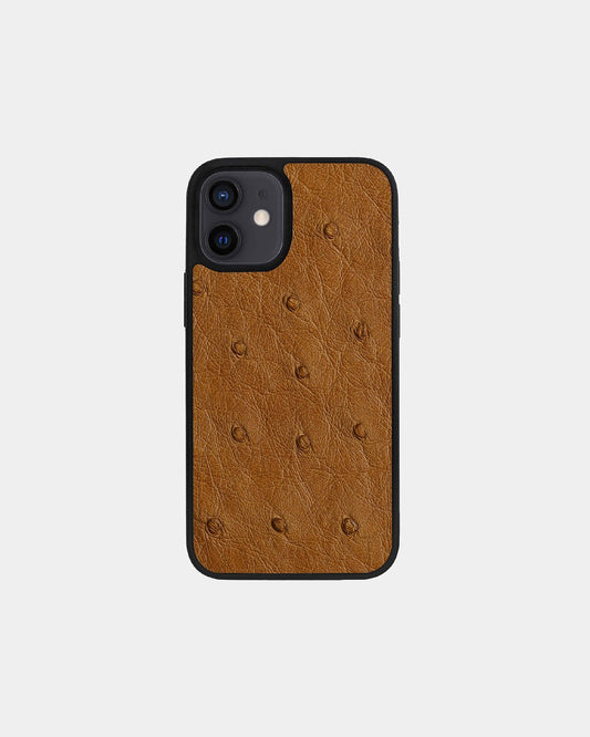 Чохол із світло-коричневої шкіри страуса для iPhone 12 Mini
