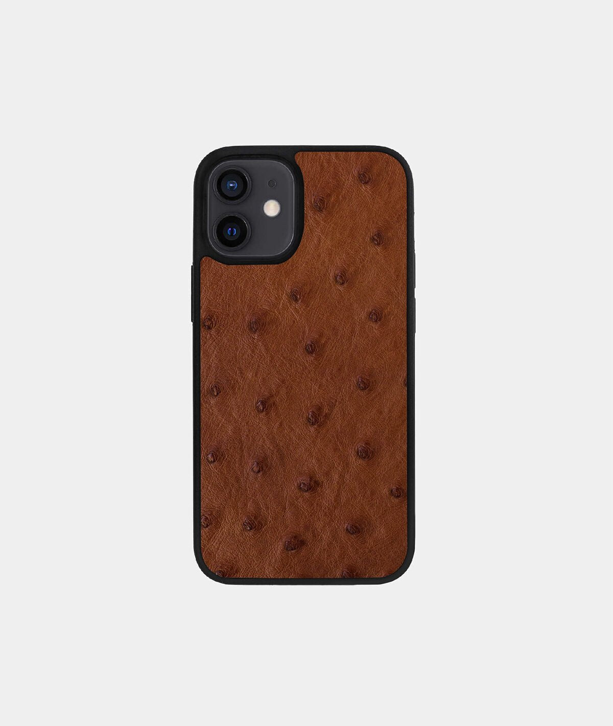 Чохол із коричневої шкіри страуса для iPhone 12 Mini