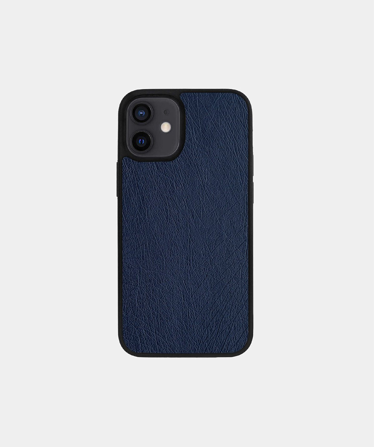 Чохол із темно-синьої шкіри страуса без фолікул для iPhone 12 Mini