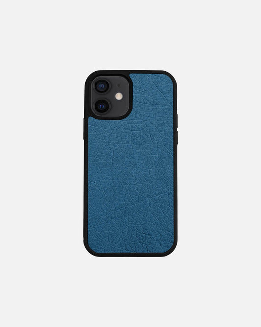 Чохол із блакитної шкіри страуса без фолікул для iPhone 12 Mini