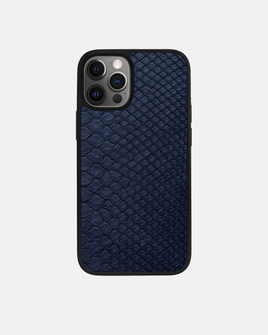 Чохол із темно-синьої шкіри пітона з дрібними лусочками для iPhone 12 Pro