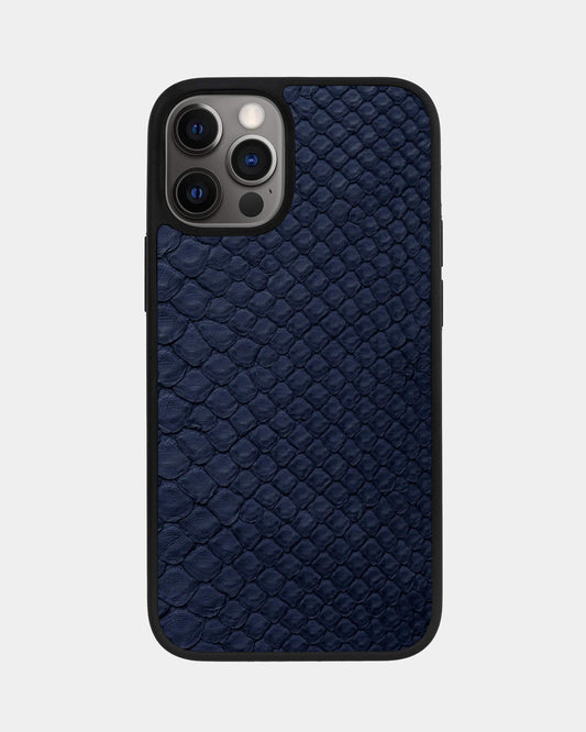 Чохол із темно-синьої шкіри пітона з дрібними лусочками для iPhone 12 Pro Max