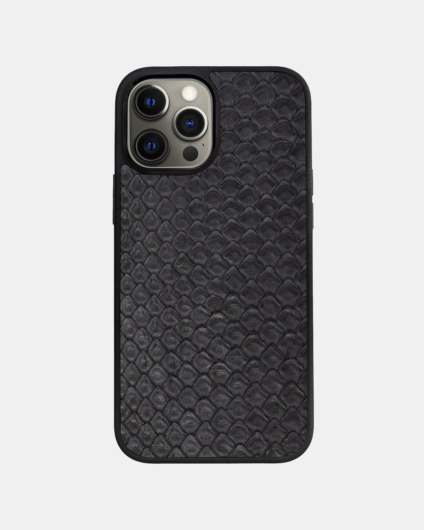 Чохол із чорної шкіри пітона з дрібними лусочками для iPhone 12 Pro Max
