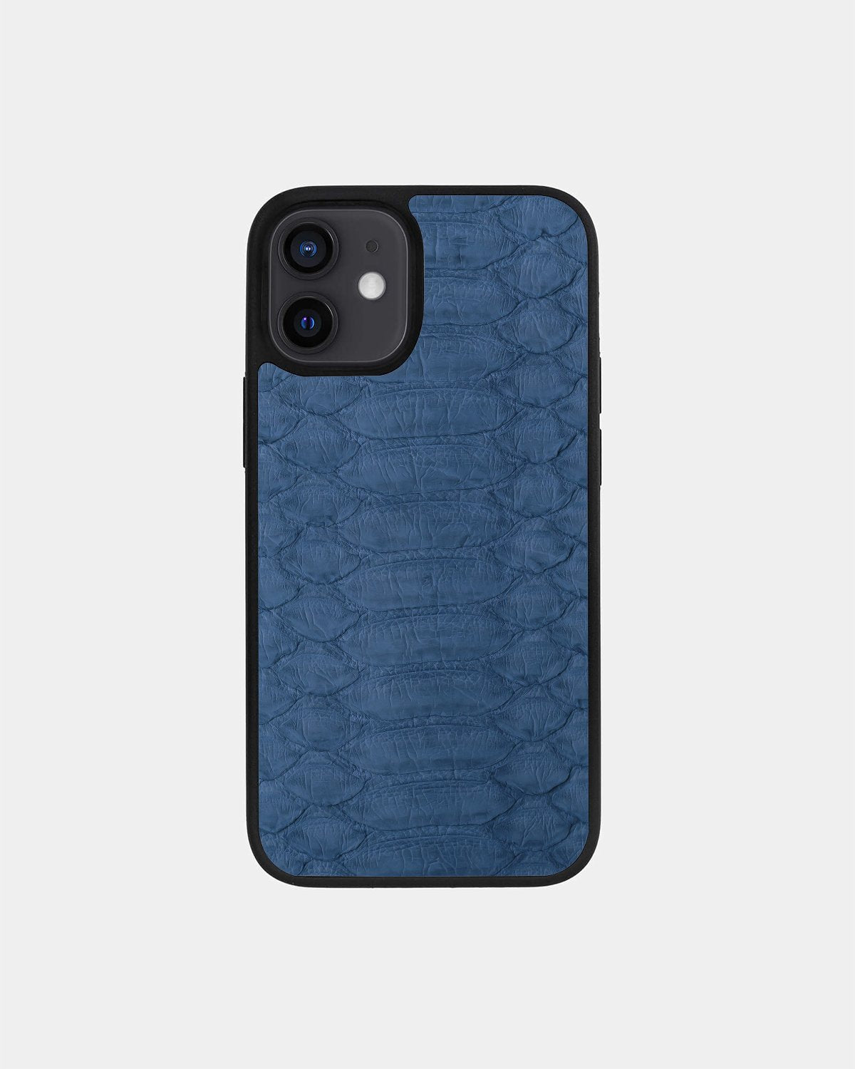 Чохол із сіро-синьої шкіри пітона з широкими лусочками для iPhone 12