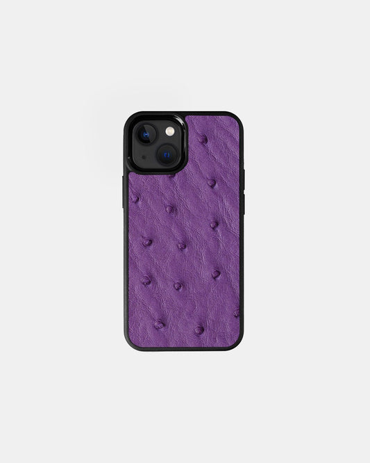 Чохол із фіолетової шкіри страуса з фолікулами для iPhone 13 Mini