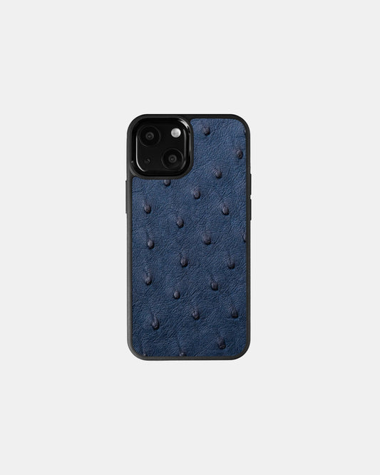 Чохол із темно-синьої шкіри страуса для iPhone 13 Mini