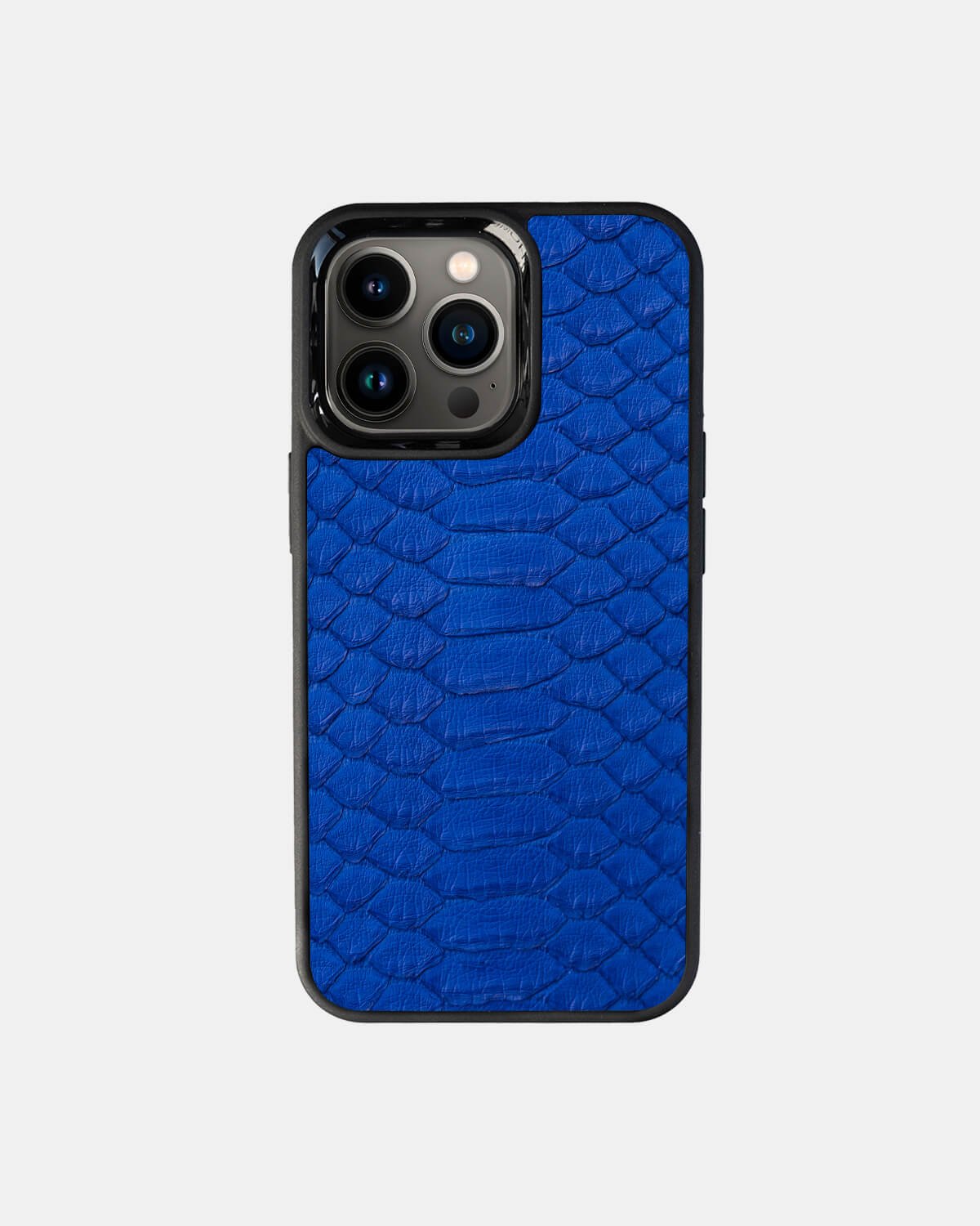 Чохол із синьої шкіри пітона з широкими лусочками для iPhone 13 Pro