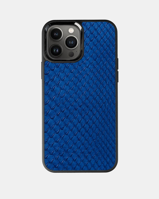 Чохол із синьої шкіри пітона з дрібними лусочками для iPhone 13 Pro Max