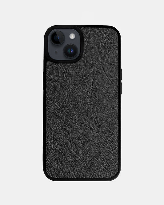 Чохол із темно-сірої шкіри страуса без фолікул для iPhone 14 Plus
