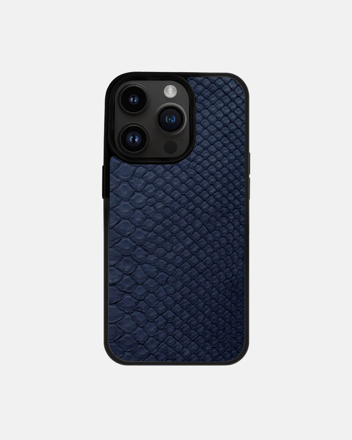 Чохол із темно-синьої шкіри пітона з дрібними лусочками для iPhone 14 Pro