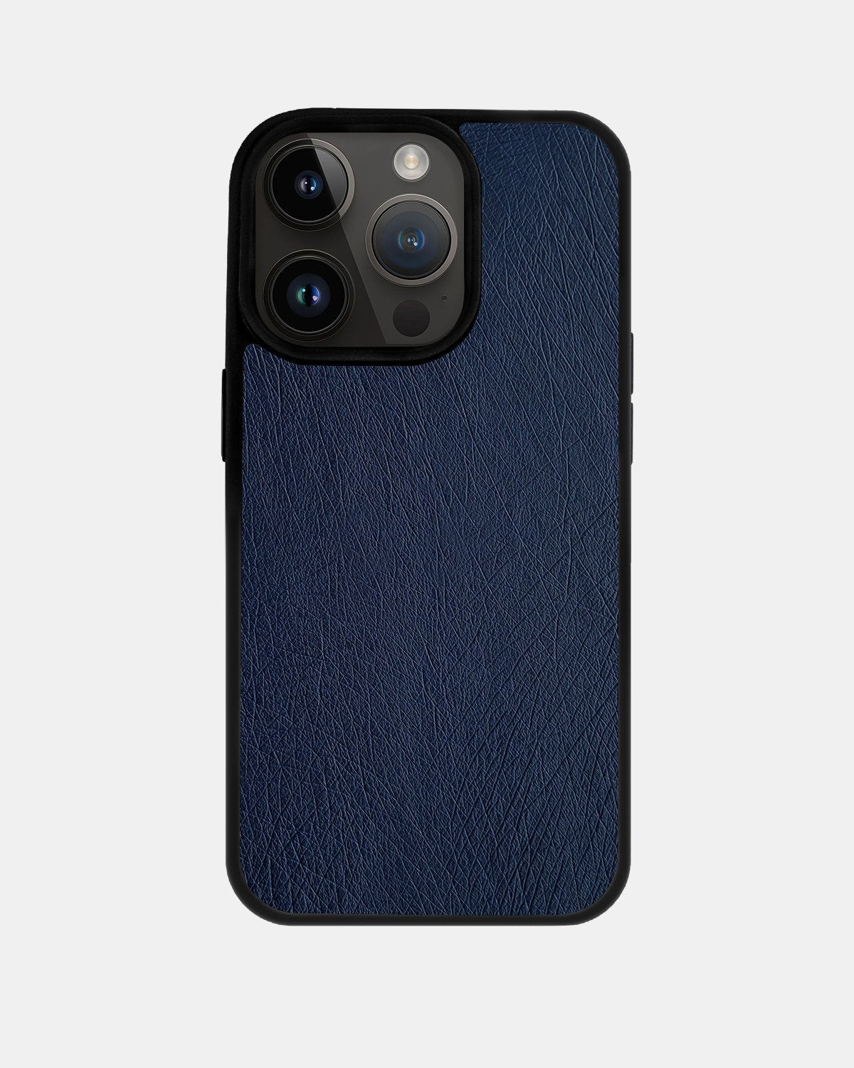 Чохол із темно-синьої шкіри страуса без фолікул для iPhone 14 Pro Max