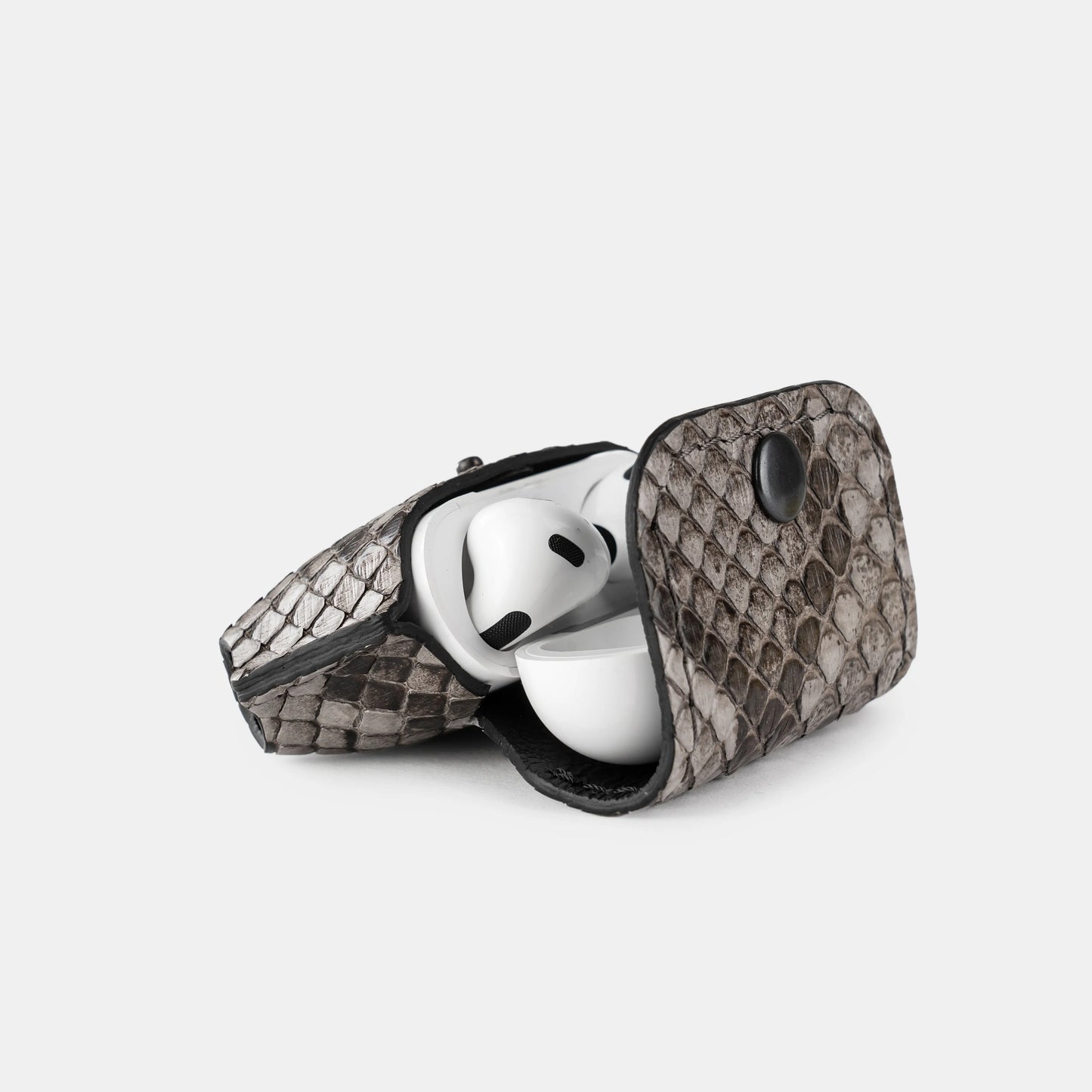 Чохол для AirPods 3 із сірої шкіри пітона з дрібними лусочками
