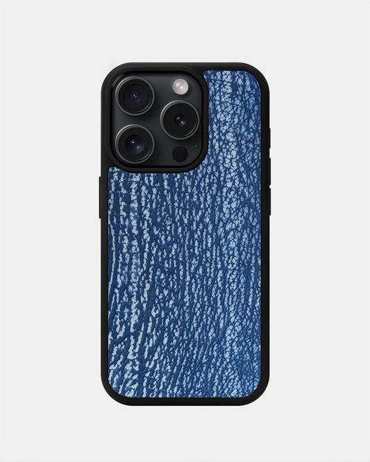 Чохол із синьої шкіри акули для iPhone 15 Pro