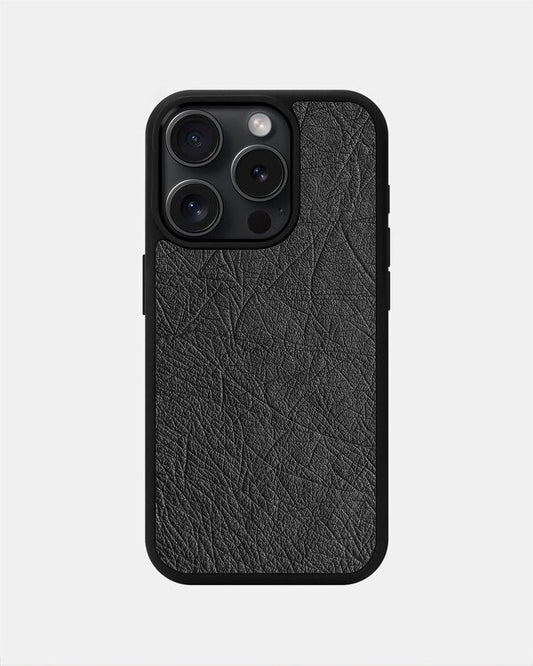 Чохол із темно-сірої шкіри страуса без фолікул для iPhone 15 Pro