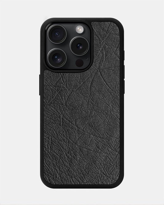 Чохол із темно-сірої шкіри страуса без фолікул для iPhone 15 Pro Max