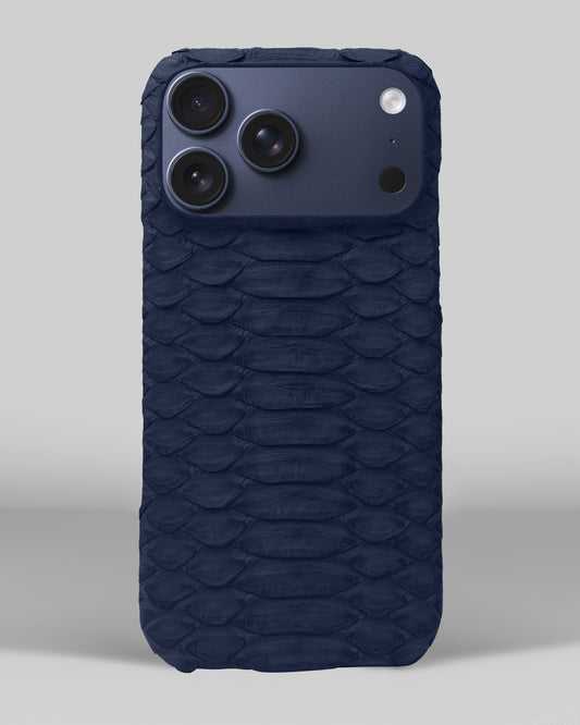 Темно-синій чохол обтягнутий шкірою пітона для iPhone 18 Pro Max