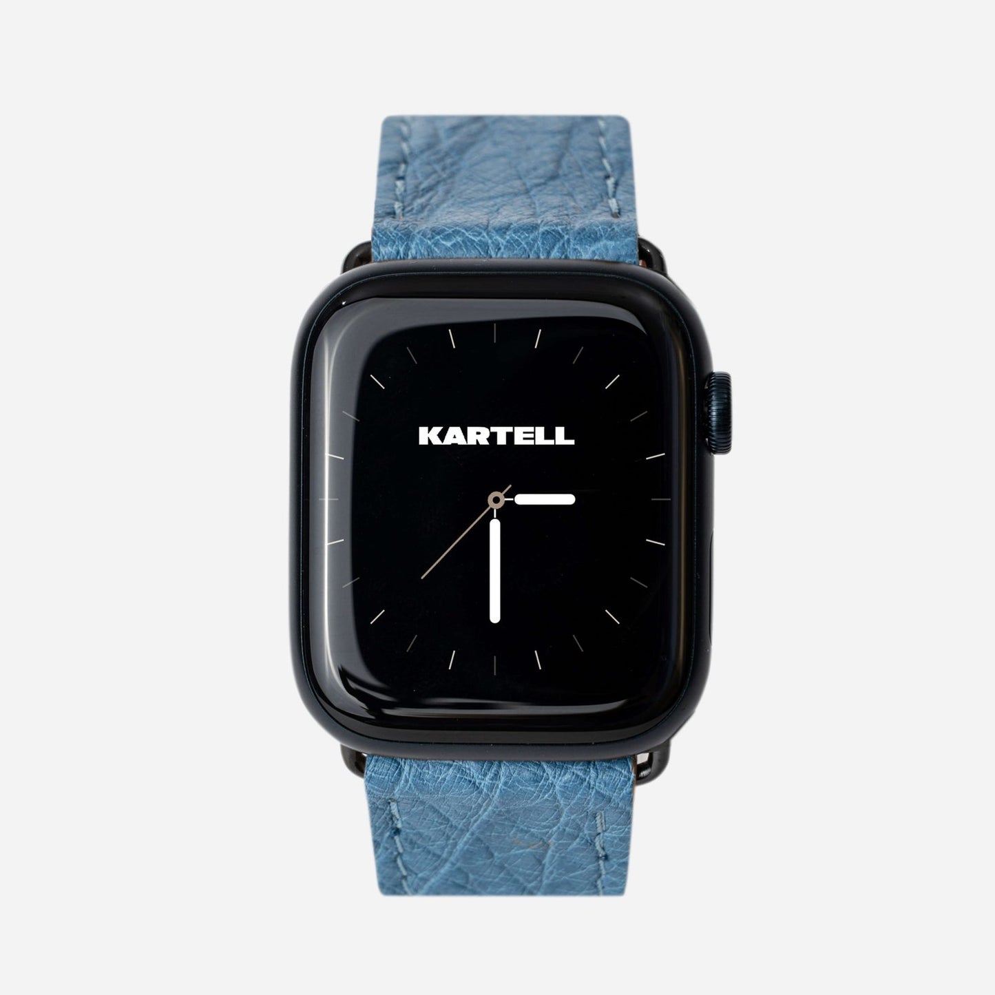 Ремінець для Apple Watch зі шкіри страуса в блакитному кольорі без фолікул