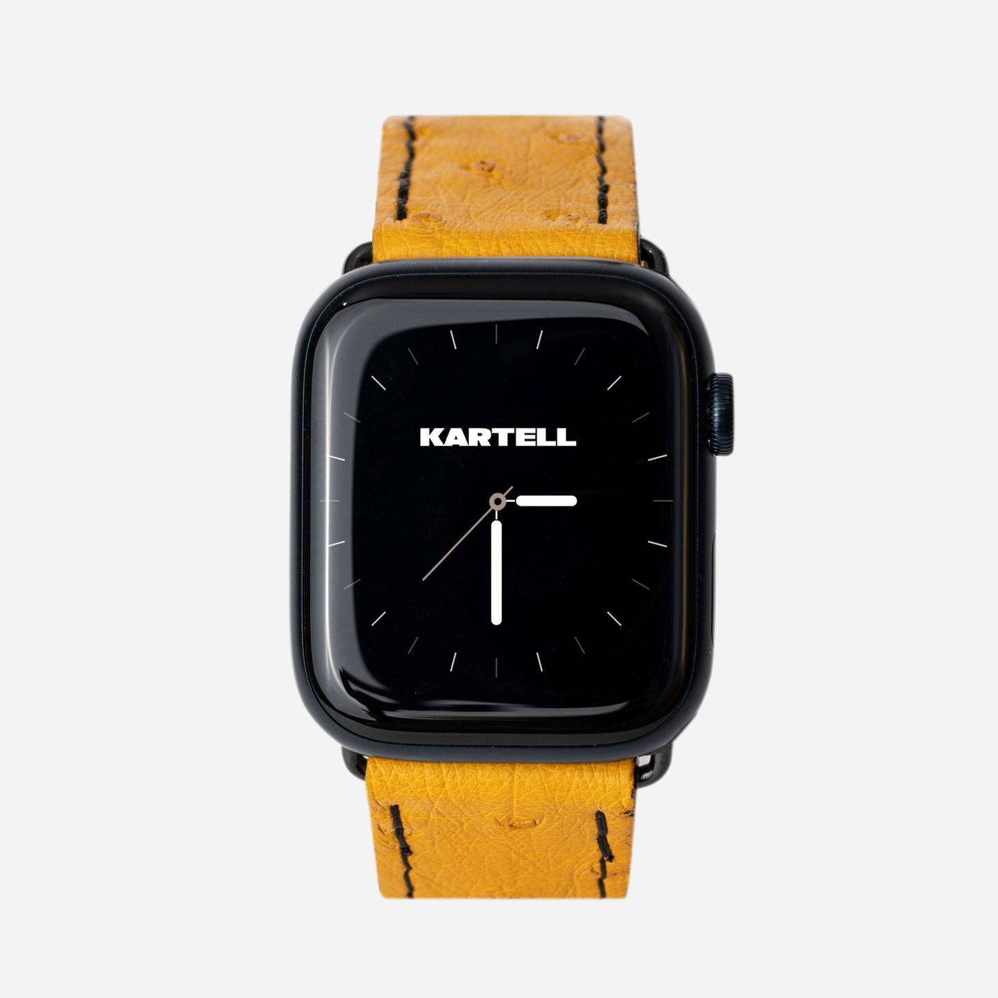 Ремінець для Apple Watch зі шкіри страуса в оранжевому кольорі з фолікулами