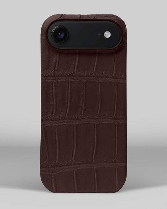 Темно-коричневий чохол обтягнутий шкірою крокодила для iPhone 17 Air